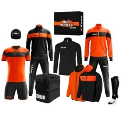 Zeus Apollo Ensemble De Foot Vêtement D'équipe En Coffret 12 Pièces Noir Néon Orange