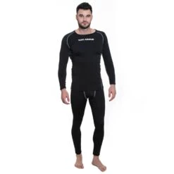 KIRKJUBØUR ® "Hafjall" Hommes Set Sous-vêtements Thermo 2 Pièces Noir