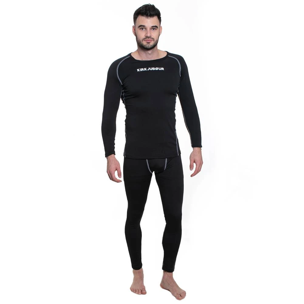 KIRKJUBØUR ® "Hafjall" Hommes Set Sous-vêtements Thermo 2 Pièces Noir
