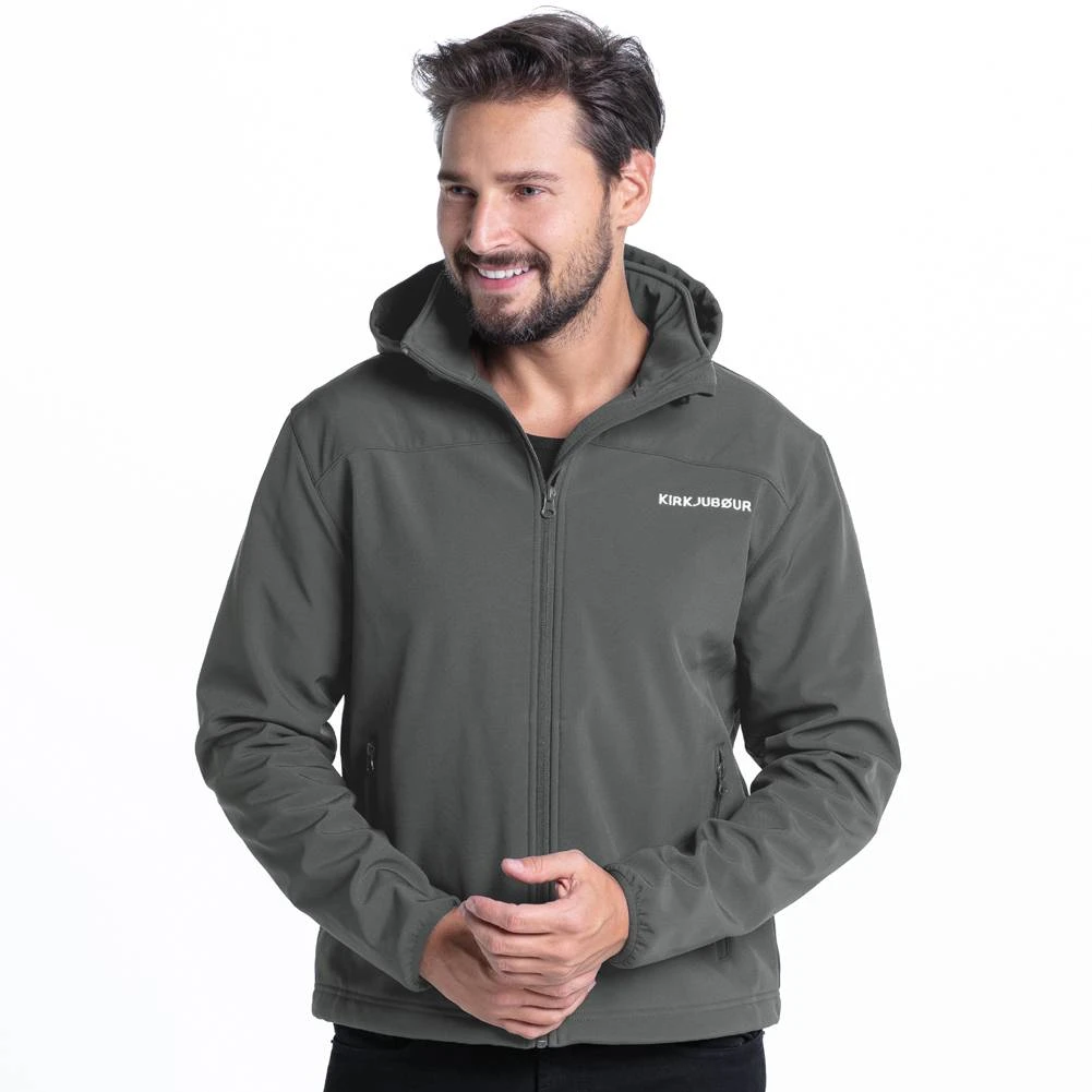 KIRKJUBØUR® "Hestur" Hommes Veste SOFTSHELL Colonne D'eau 10 000 Mm Gris – Image 3