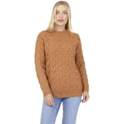 BRAVE SOUL Crew Neck Femmes Pull Tricoté LK-544ORIGINAL CHAMEAU