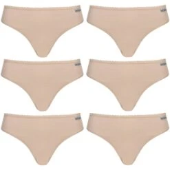 MONT EMILIAN "Nimes" Femmes String Lot De 6 Beige