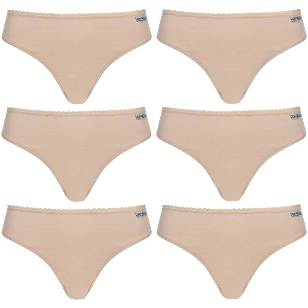 MONT EMILIAN "Nimes" Femmes String Lot De 6 Beige