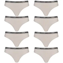 MONT EMILIAN "Colmar" Femmes String Lot De 8 Gris Clair