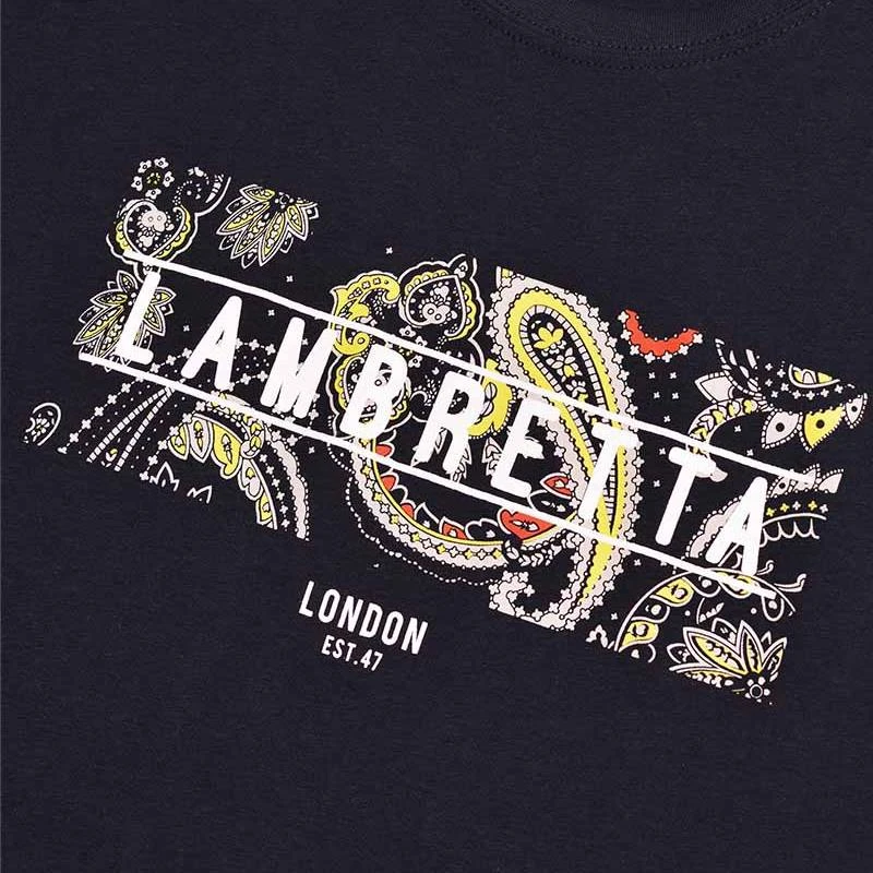 Lambretta Paisley Box Hommes T-shirt SS1015-MARINE – Image 2