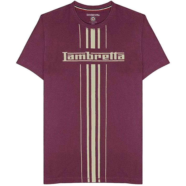 Lambretta Logo Stripe Hommes T-shirt SS5266-RAISIN