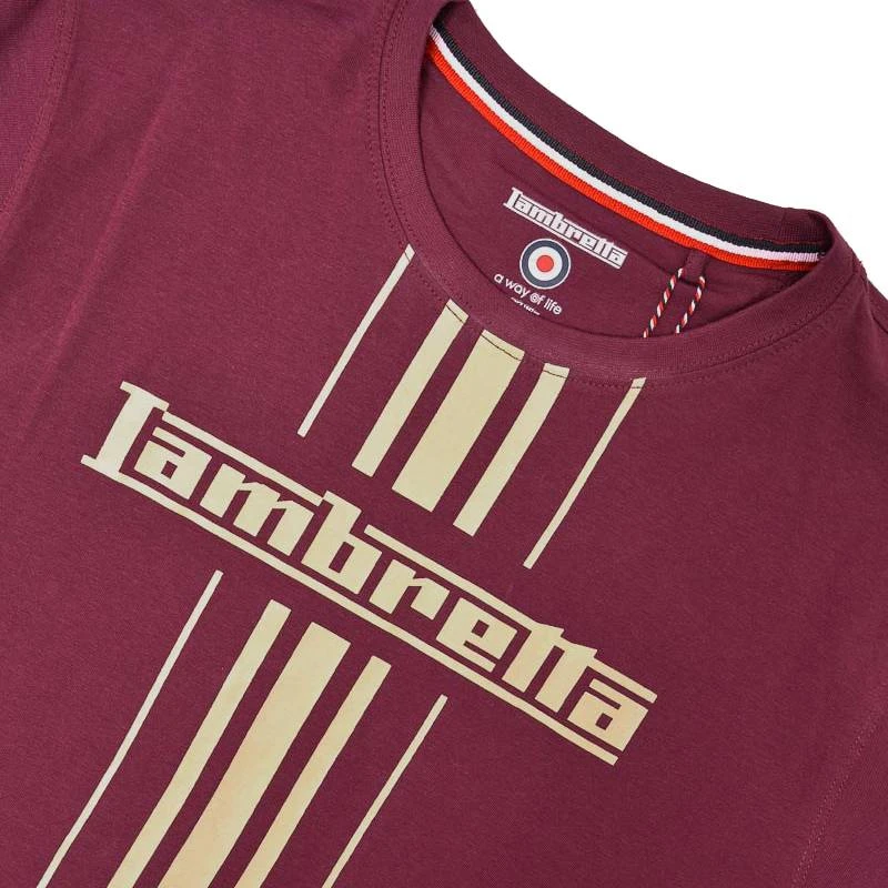 Lambretta Logo Stripe Hommes T-shirt SS5266-RAISIN – Image 2