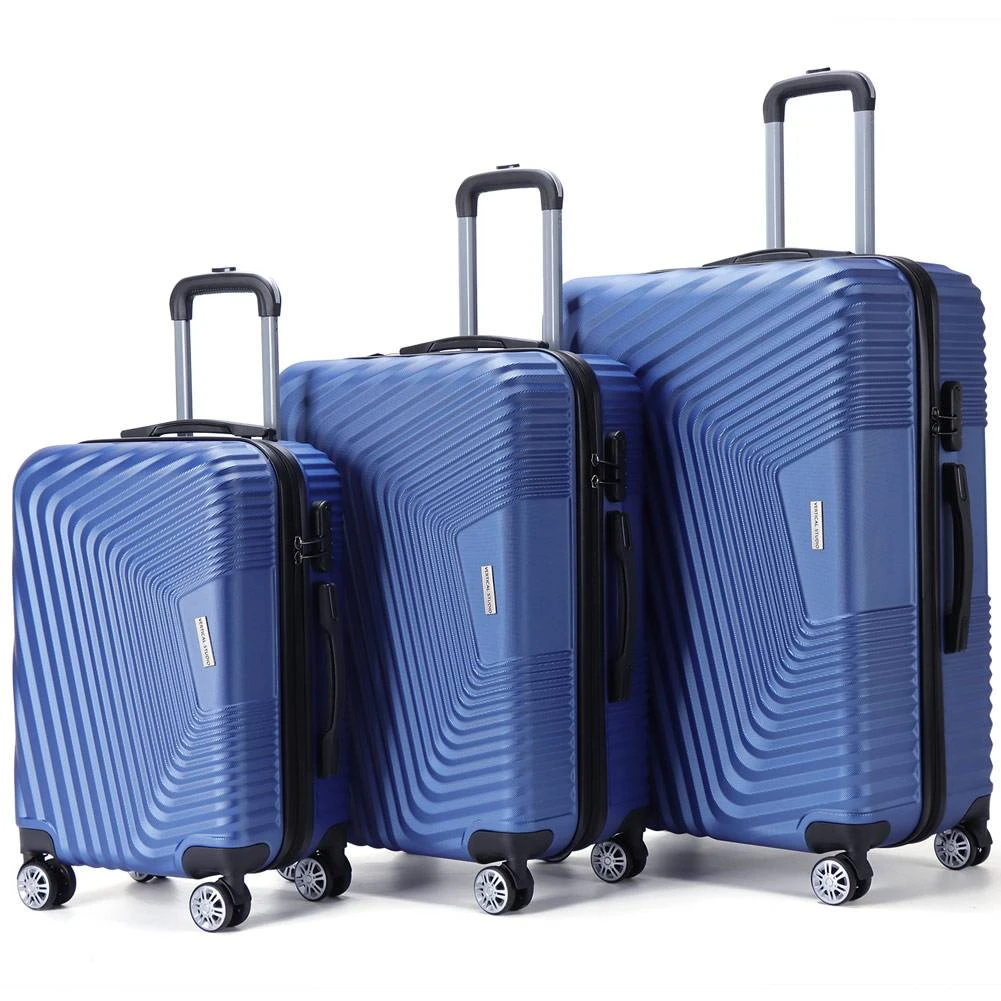 VERTICAL STUDIO "Stavanger" 20" 24" 28" Valise Ensemble De 3 Bleu Foncé