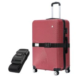 VERTICAL STUDIO "Malmö" 24" Valise Rouge Vin Avec Sangle De Bagage GRATUITE